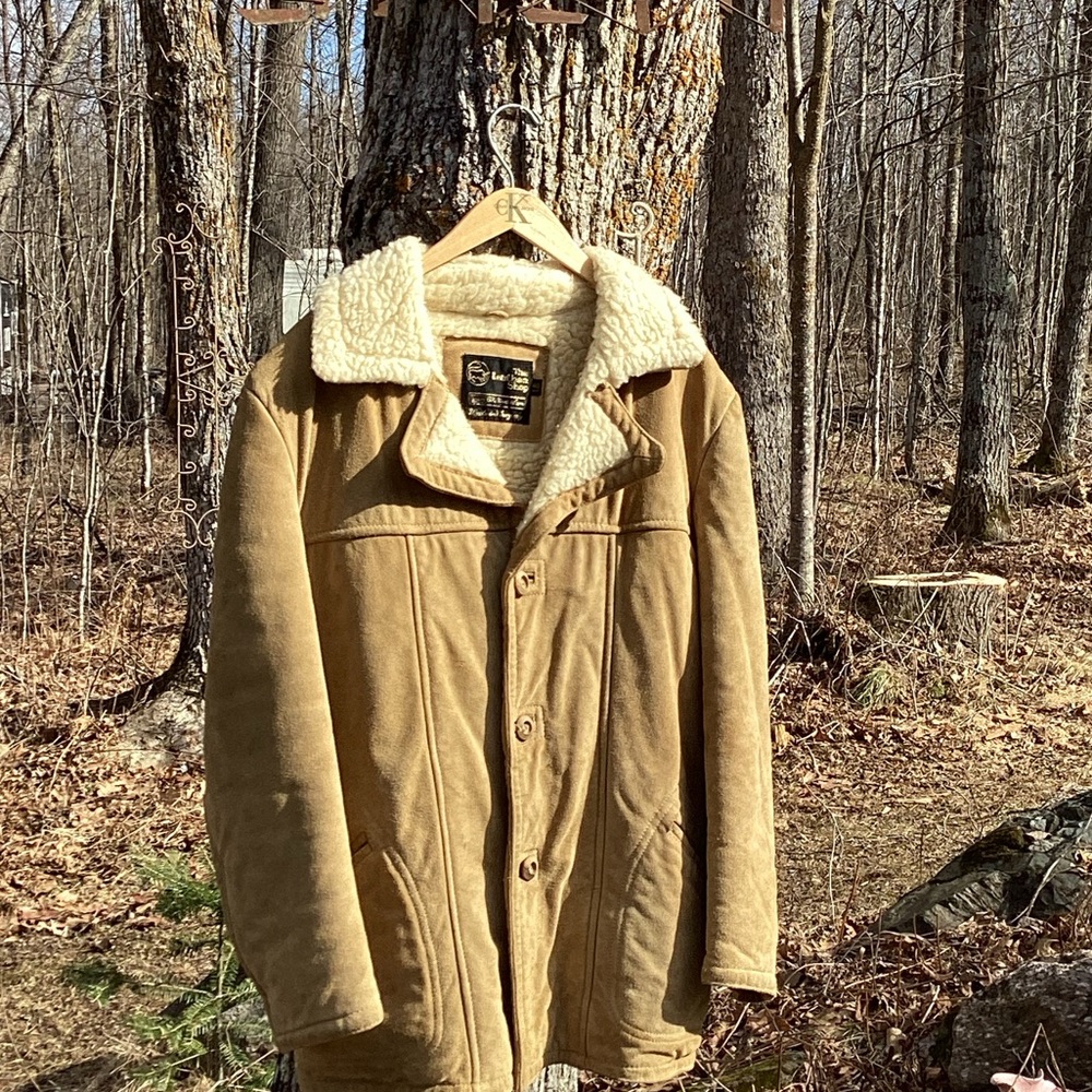 🦌 BUCKSKIN EUC Vintage SEARS The LEATHER SHOP  SHEARLING 😎 RARE UniSex
